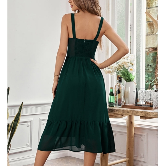 Leanna Zipper Fixed Straps Fitted Waisted A-Shape Dress - Picture 2 of 8